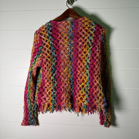 Sandy Starkman Sz L Funky Maximalist Colorful Y2K Woven Ribbon Textile Jacket - Picture 6 of 9
